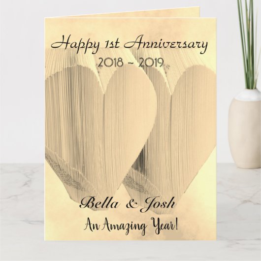 Gepersonaliseerd papier 1e bruiloft Jubileum Kaart (Voorkant)