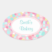 Gepersonaliseerd Pastel Stippen Ovale Stickers (Voorkant)