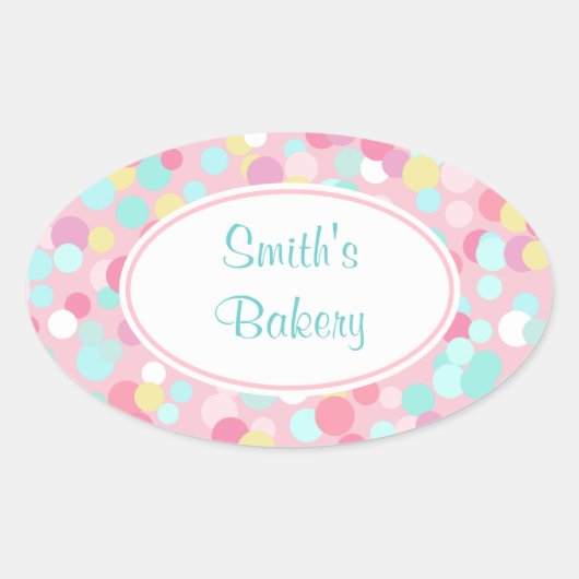 Gepersonaliseerd Pastel Stippen Ovale Stickers (Voorkant)