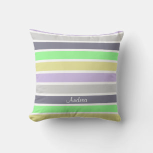 Gepersonaliseerd pastel strepenpatroon kussen