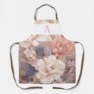 Gepersonaliseerd pastelbloemontwerp met monogram schort