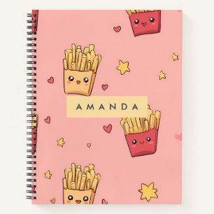 Gepersonaliseerd Pastelkleurig Kawaii Frans Frites Notitieboek