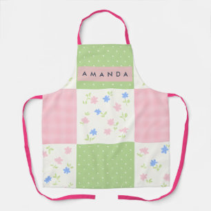 Gepersonaliseerd Pastelkleurig Patchwork Bloempatr Schort