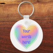 Gepersonaliseerd pastelregenbooghart sleutelhanger (Voorkant)