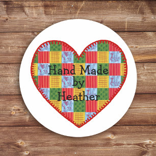 Gepersonaliseerd patchwork patroon met de hand gem ronde sticker