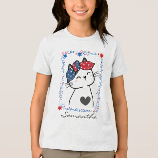 Gepersonaliseerd Patriottisch Cat Kinder T-shirt