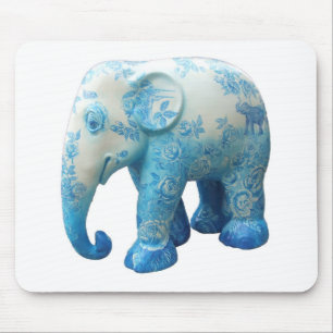 Gepersonaliseerd Patroon Bloemen Rozen Ranken Blau Muismat