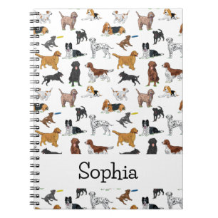 Gepersonaliseerd patroon van Cute Dogs Illustrator Notitieboek