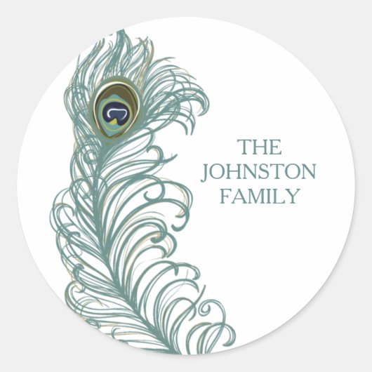Gepersonaliseerd Peacock Feather Stickers (Voorkant)