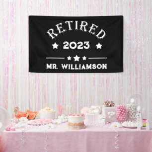 Gepersonaliseerd pensioen cadeau idee spandoek