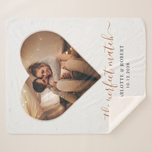 Gepersonaliseerd Perfect Match Couples Foto Script Sherpa Deken (Voorkant (horizontaal))