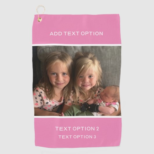 Gepersonaliseerd Persoonlijke fotoroze Golfhanddoek (Voorkant)