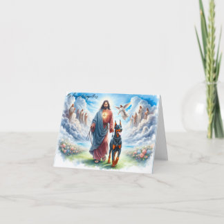 Gepersonaliseerd Pet Sympathy Card-Jesus met Dober Kaart