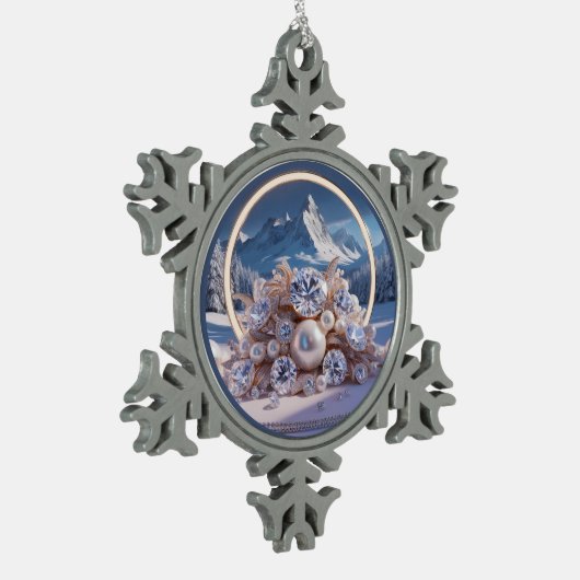 Gepersonaliseerd Pewter Snowflake Ornament (Links)