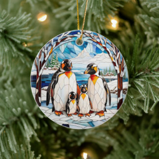 Gepersonaliseerd pinguïn familie ornament