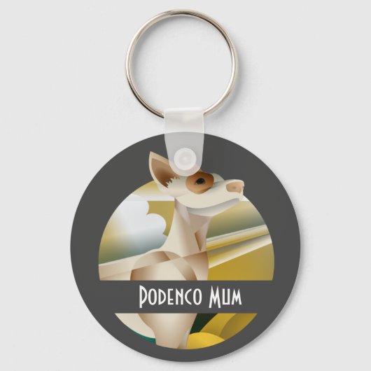 Gepersonaliseerd  Podenco Art Deco Dog Sleutelhanger (Voorkant)