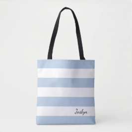 Gepersonaliseerd poeder blauw en wit gestreept Tas