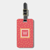 Gepersonaliseerd polka dot monogram bagagelabel (Voorkant verticaal)