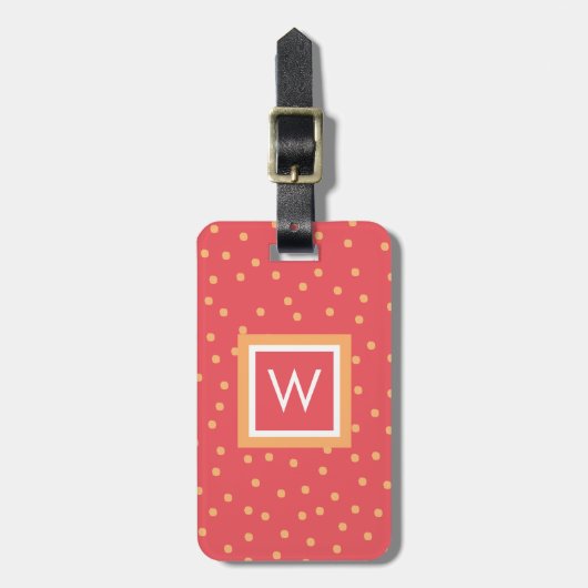 Gepersonaliseerd polka dot monogram bagagelabel (Voorkant verticaal)
