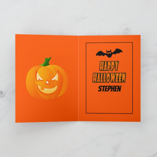 Gepersonaliseerd | Pompoen Fijne Halloween Groeten Kaart (Binnen)