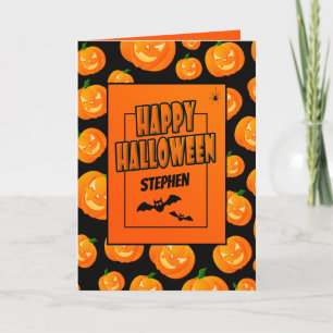 Gepersonaliseerd   Pompoen Fijne Halloween Groeten Kaart