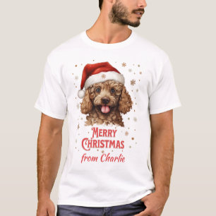 Gepersonaliseerd Poodle Dog Santa Vrolijk Kerstfee T-shirt