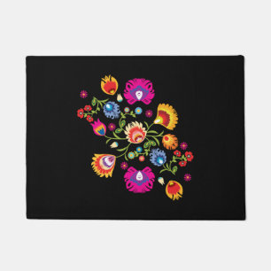 Gepersonaliseerd Poolse folklore met roze bloemen Deurmat