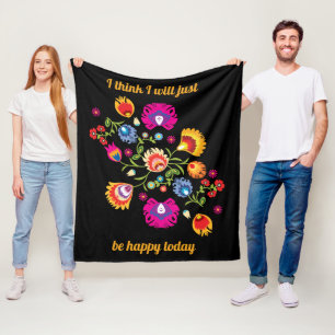 Gepersonaliseerd Poolse folklore met roze bloemen Fleece Deken