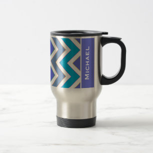 Gepersonaliseerd porty Blue Chevron Pattern Reisbeker