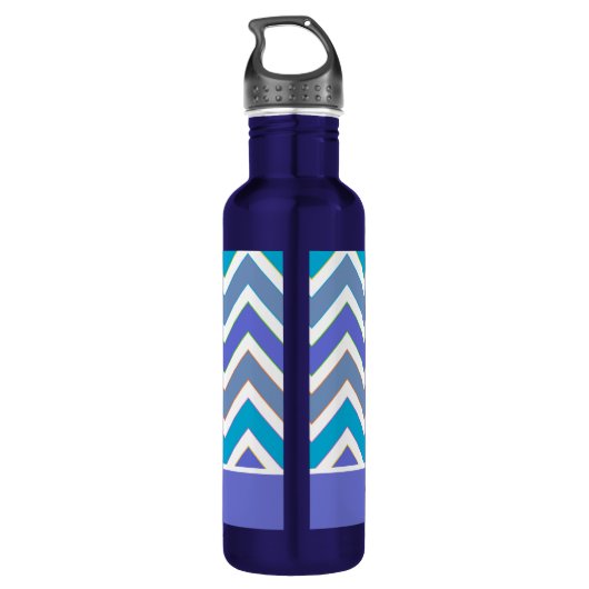 Gepersonaliseerd porty Blue Chevron Pattern Waterfles (Achterkant)