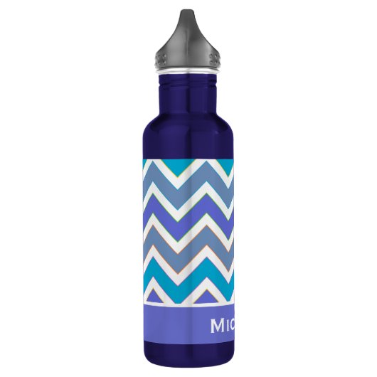 Gepersonaliseerd porty Blue Chevron Pattern Waterfles (Links)