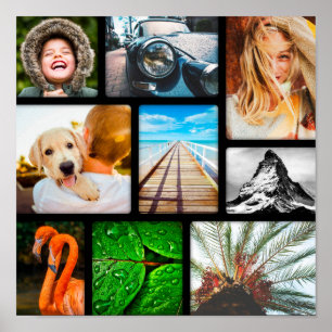 Gepersonaliseerd Poster 9 Foto-collage, omhuld zwa