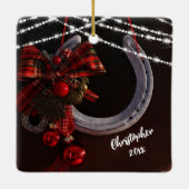 Gepersonaliseerd Prettige feestdagen Hoefijzer Ker Keramisch Ornament (Achterkant)
