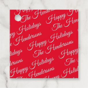 Gepersonaliseerd Prettige feestdagen rood Bedankjes Labels