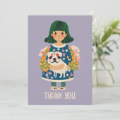 Gepersonaliseerd Pug Wenskaart | Boho Floral Kaart (Staand voorkant)