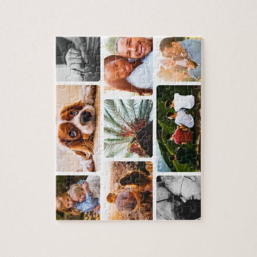 Gepersonaliseerd Puzzle 9 Photo Collage in White L Legpuzzel (Verticaal)