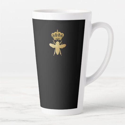 Gepersonaliseerd☐ QUEEN BEE ĀGold Crown + Zwarte l Latte Mok (Rechts)