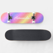 Gepersonaliseerd Rainbow Glitter skateboard met na (Horizontaal)