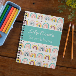 Gepersonaliseerd Rainbow Pattern Sketchbook Notitieboek