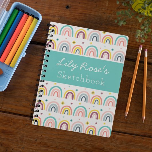 Gepersonaliseerd Rainbow Pattern Sketchbook Notitieboek