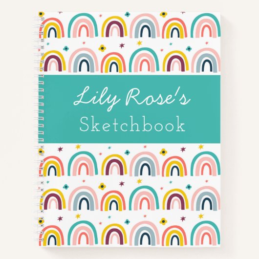Gepersonaliseerd Rainbow Pattern Sketchbook Notitieboek (Voorkant)