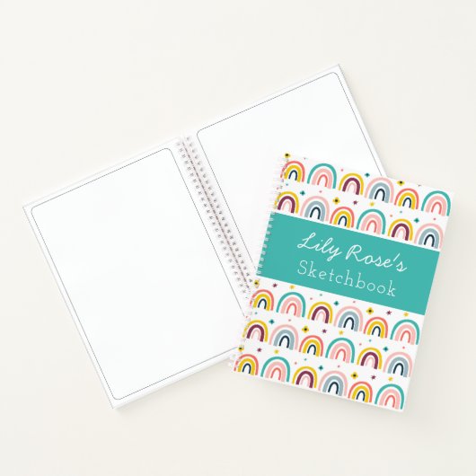 Gepersonaliseerd Rainbow Pattern Sketchbook Notitieboek (Binnen)