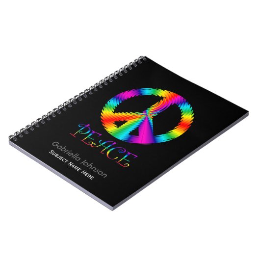Gepersonaliseerd: Rainbow Peace Sign-laptop Notitieboek (Linkerzijde)