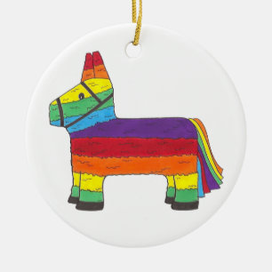 Gepersonaliseerd Rainbow Piñata Birthday Party Fav Keramisch Ornament