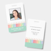 Gepersonaliseerd Rainbow School Teacher ID badge (Voor- en achterkant)