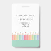 Gepersonaliseerd Rainbow School Teacher ID badge (Achterkant)