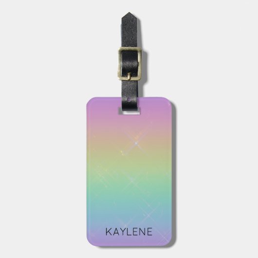 Gepersonaliseerd Rainbow Sparkles Bagagelabel (Voorkant verticaal)