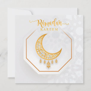 Gepersonaliseerd Ramadan Kareem White en Golden 2 Feestdagenkaart