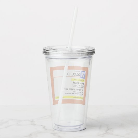 Gepersonaliseerd recept Humoureuze alcohol Acryl Drinkbeker (Achterkant)