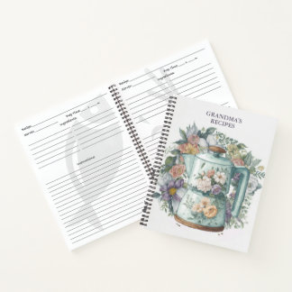 Gepersonaliseerd Recept Waterverf Bloemen Koffieze Notitieboek